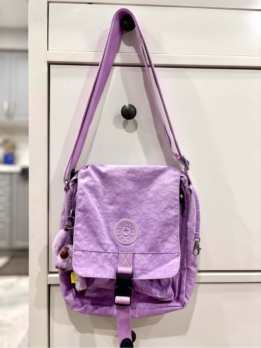KIPLING Veronica Lavender Crossbody Messenger Bag with Adjustable Strap